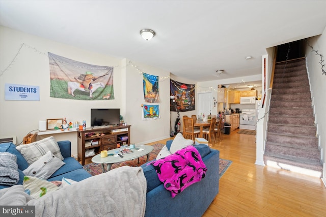 living room featuring light wood-type flooring