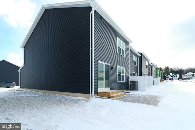 view of snow covered property