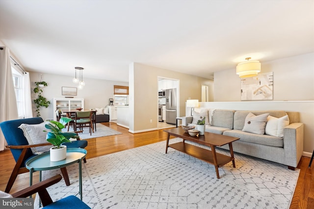 living room featuring light hardwood / wood-style flooring