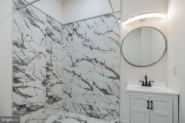 bathroom with vanity and walk in shower