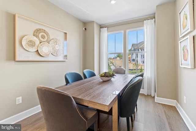 dining space featuring light hardwood / wood-style floors