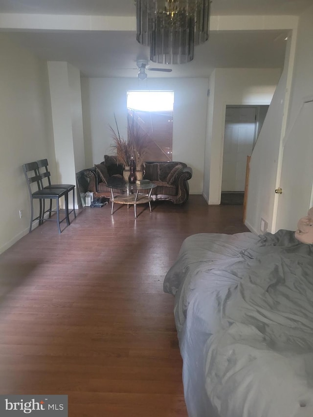 bedroom featuring dark hardwood / wood-style floors