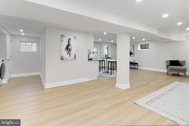 interior space featuring washer / dryer and light wood-type flooring