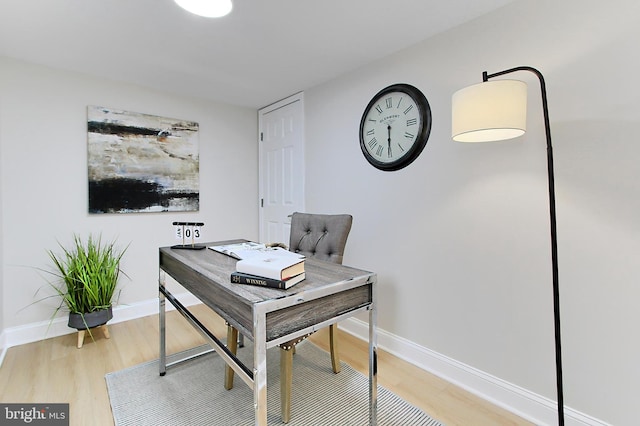 office area featuring hardwood / wood-style flooring