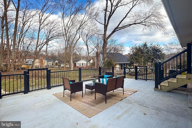 view of patio / terrace featuring an outdoor hangout area