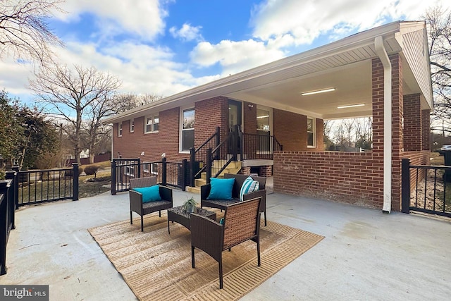 view of patio featuring an outdoor hangout area