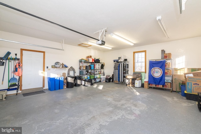 garage with a garage door opener