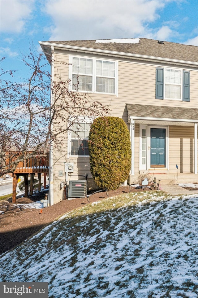 view of front of home with central AC unit