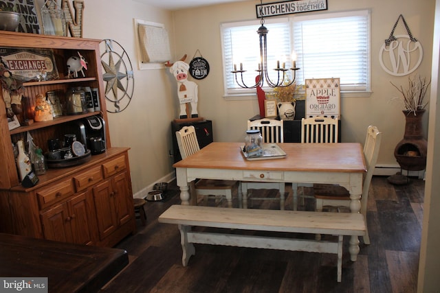 dining room featuring an inviting chandelier and dark hardwood / wood-style floors