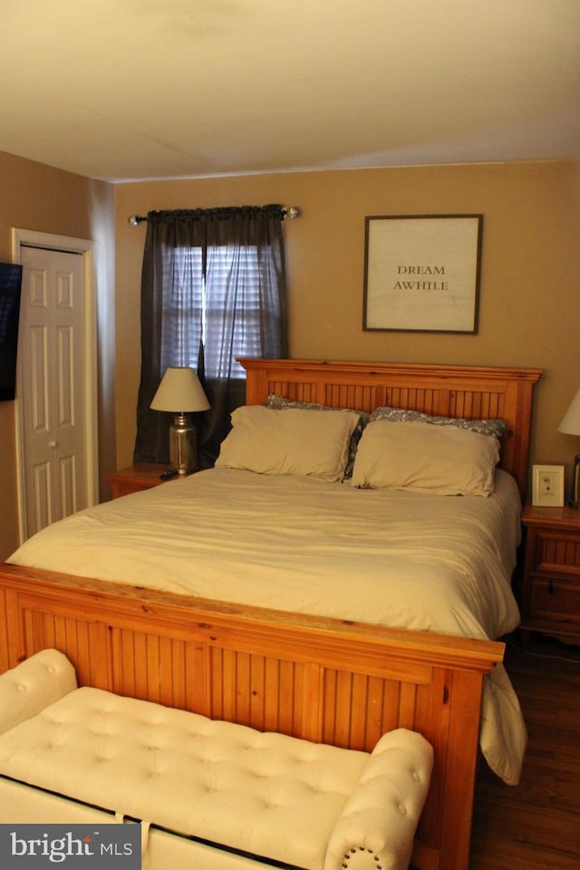 bedroom featuring dark wood-type flooring