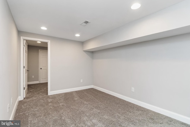 basement featuring carpet floors