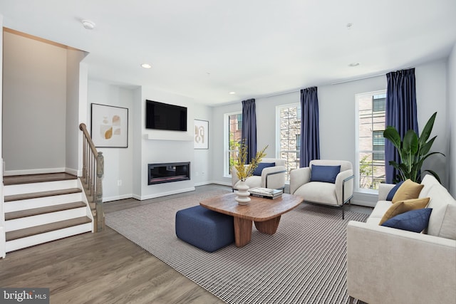 living room featuring wood-type flooring