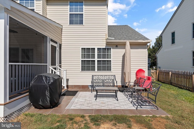 view of patio with a grill