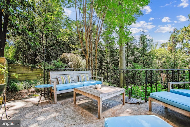 view of patio featuring an outdoor hangout area