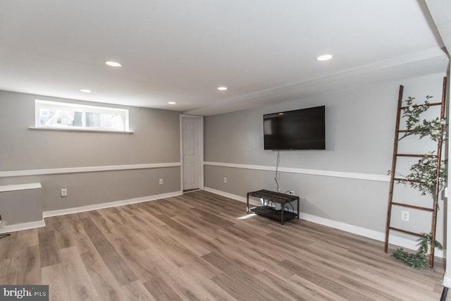 basement featuring wood-type flooring