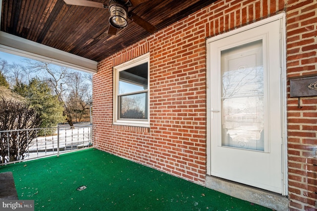 view of patio featuring a porch and ceiling fan