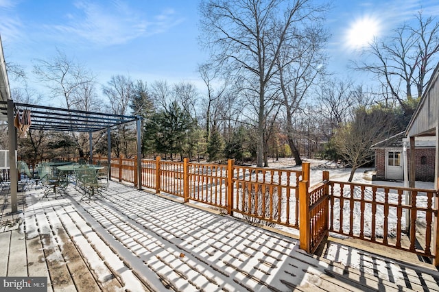 wooden terrace featuring a pergola