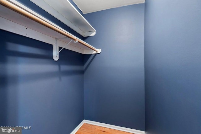 walk in closet featuring wood-type flooring