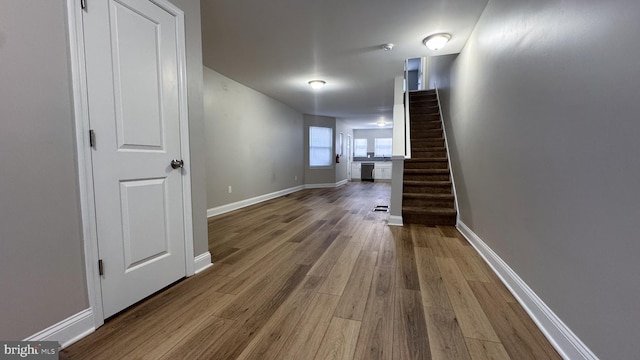 interior space with hardwood / wood-style floors