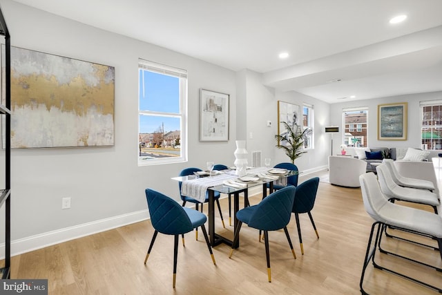 dining area featuring light hardwood / wood-style flooring