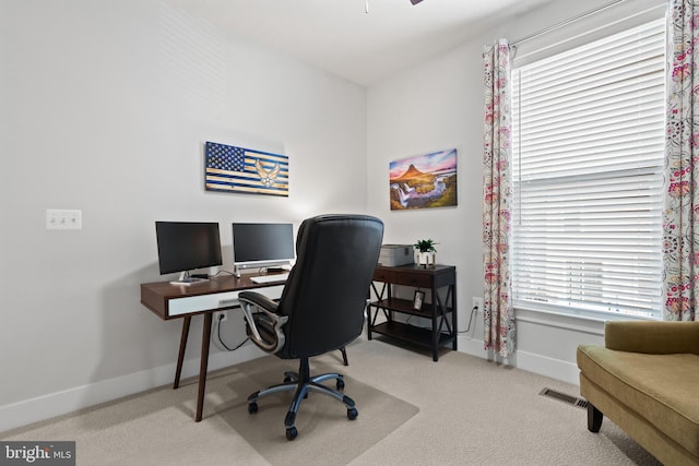 view of carpeted office