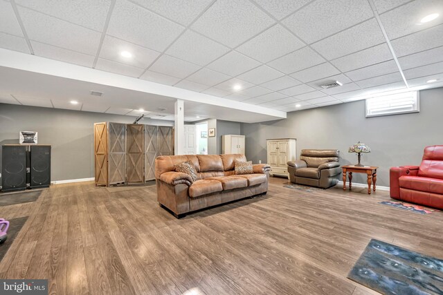 living room with hardwood / wood-style floors