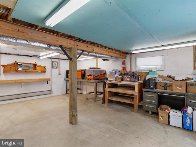 basement with a baseboard radiator