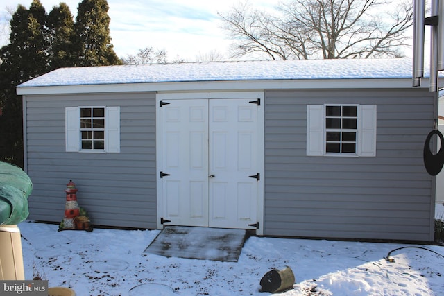 view of snow covered structure