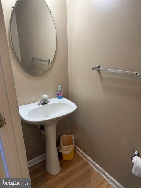 bathroom featuring wood-type flooring