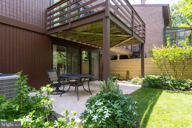 view of patio featuring central air condition unit