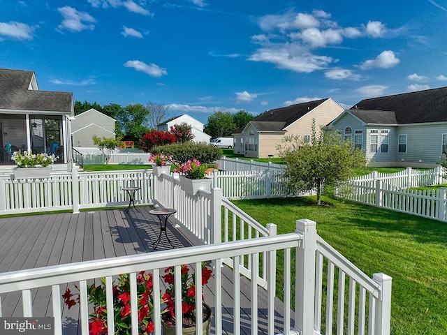 deck with a lawn