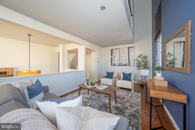 living room with wood-type flooring