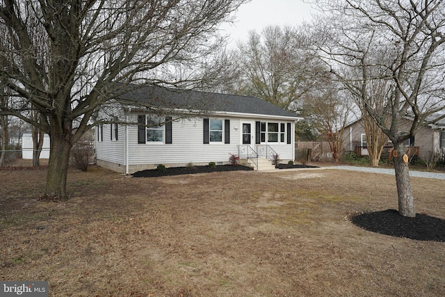 view of front facade with a front yard