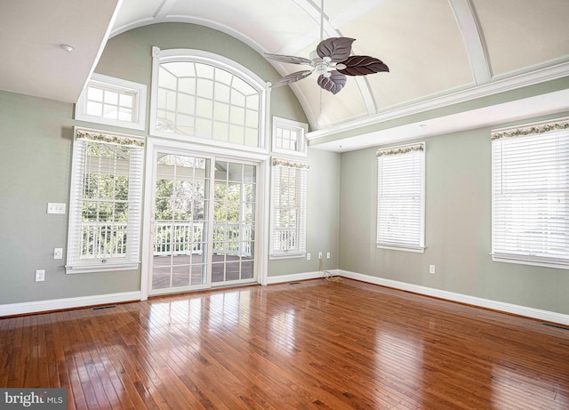 interior space with ceiling fan and hardwood / wood-style floors