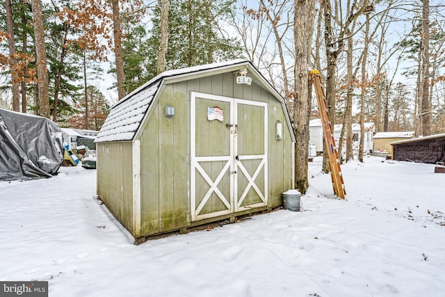 view of snow covered structure