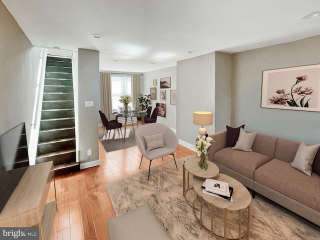 living room featuring light hardwood / wood-style floors