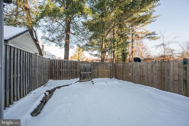 view of yard covered in snow