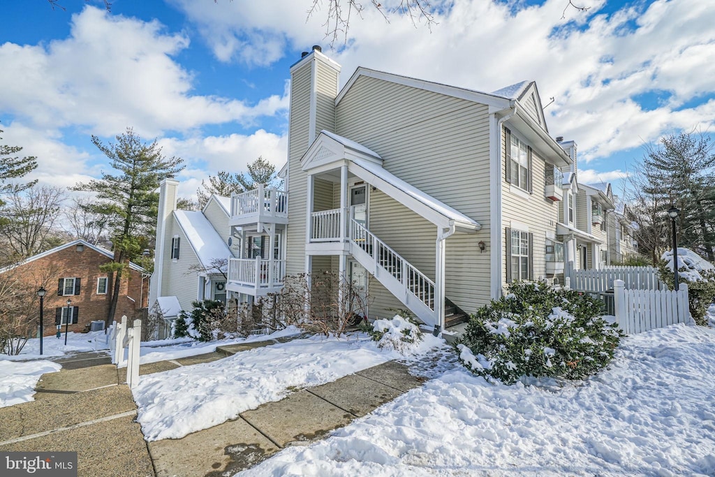 view of snow covered exterior