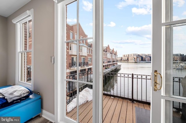 balcony with a water view