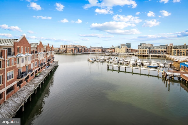 water view with a boat dock