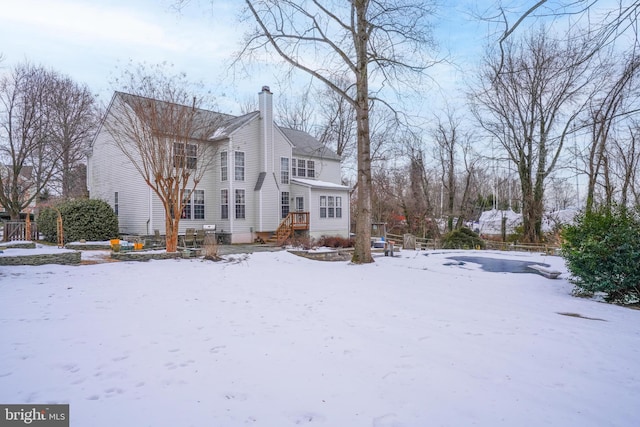 view of snow covered exterior