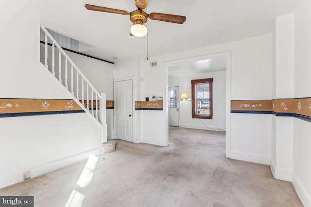 garage with ceiling fan