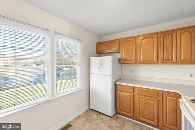 kitchen with white appliances and plenty of natural light