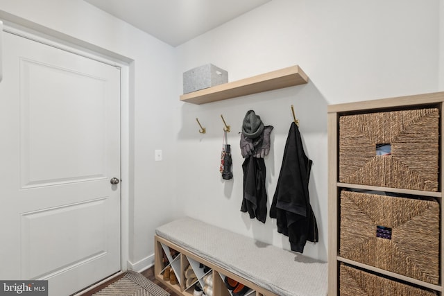 mudroom with hardwood / wood-style floors