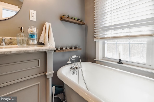 bathroom featuring a washtub and sink