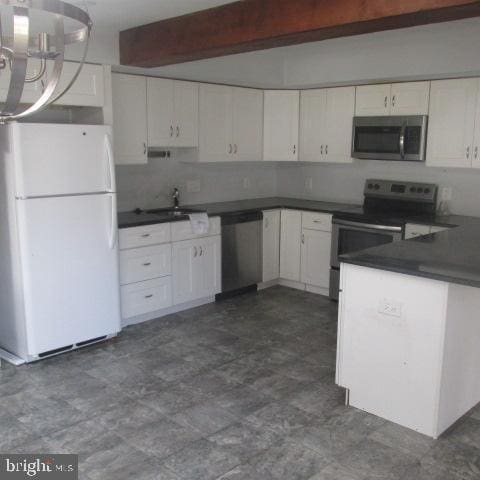 kitchen with sink, white cabinetry, and stainless steel appliances