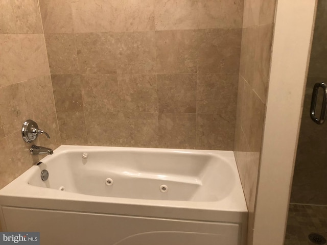 bathroom with shower with separate bathtub