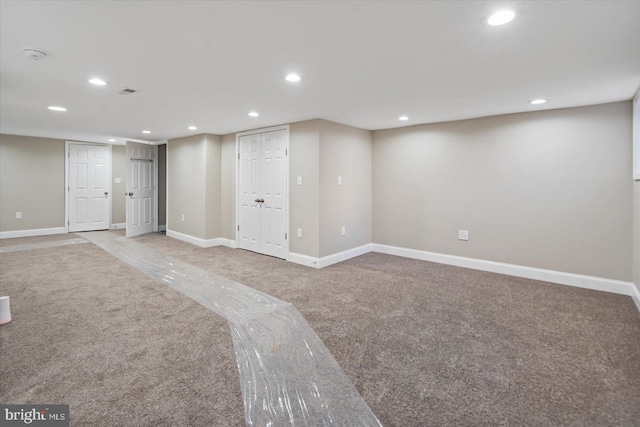 basement featuring carpet floors