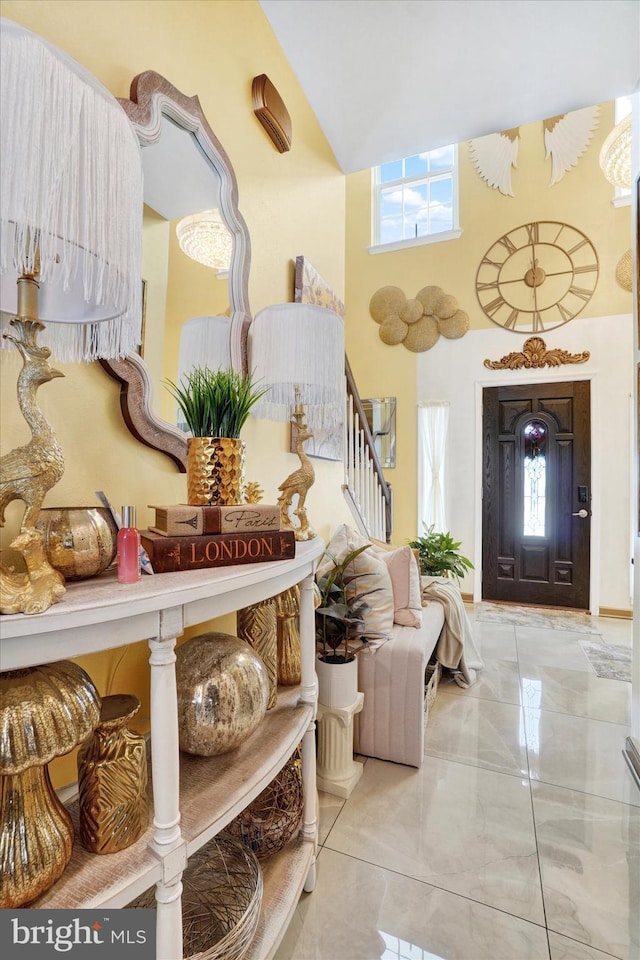 foyer with a high ceiling