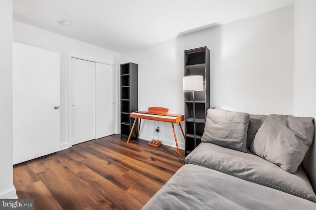 interior space with dark hardwood / wood-style floors